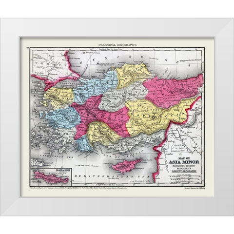 Asia Minor - Mitchell 1844 White Modern Wood Framed Art Print by Mitchell