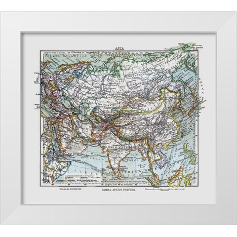 Asia - Perthes 1921 White Modern Wood Framed Art Print by Perthes