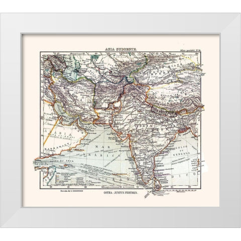 Southwest Asia - Perthes 1921 White Modern Wood Framed Art Print by Perthes