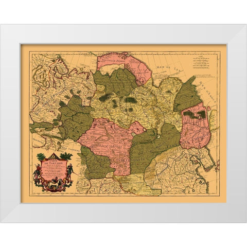 Asia Tartary Siberia - De Lisle 1706 White Modern Wood Framed Art Print by De L''isle