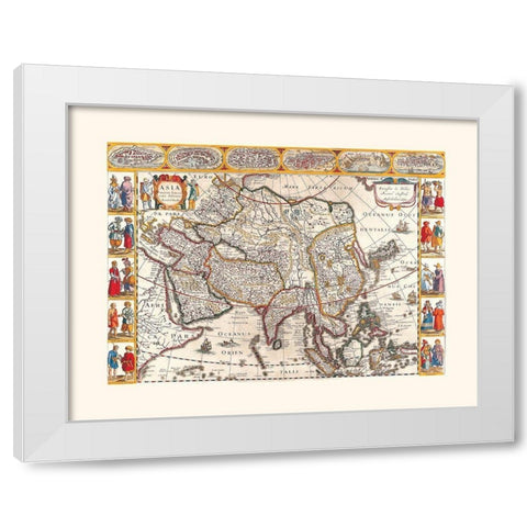 Asia - Janssonius 1632 White Modern Wood Framed Art Print by Janssonius