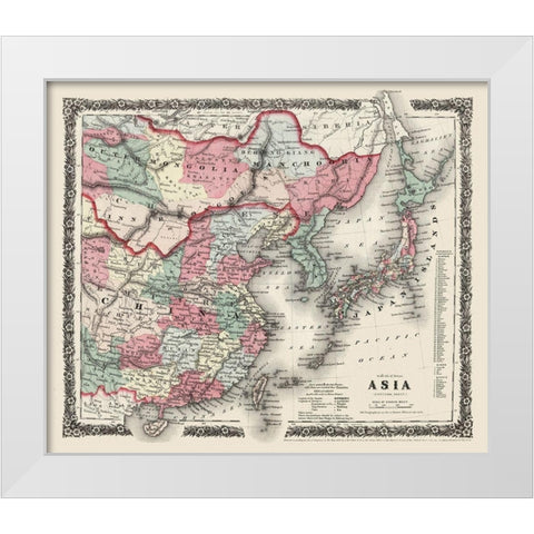 Asia - Colton 1858 White Modern Wood Framed Art Print by Colton