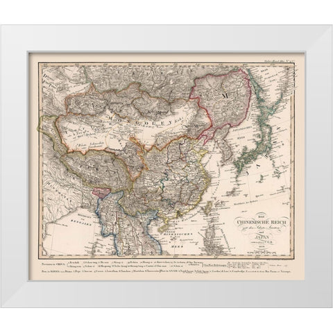 Asia Chinese Empire Japan - Stieler 1826 White Modern Wood Framed Art Print by Stieler