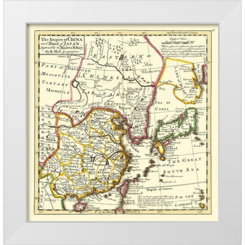 Asia Chinese Empire Japan - Moll 1736 White Modern Wood Framed Art Print by Moll