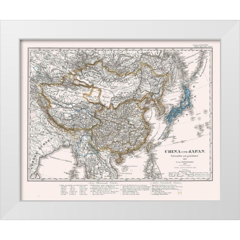 China Japan - Perthes 1866 White Modern Wood Framed Art Print by Perthes
