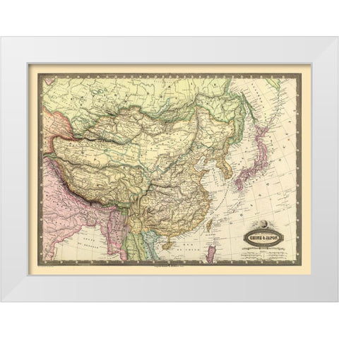 China Japan - Renouard 1860 White Modern Wood Framed Art Print by Renouard