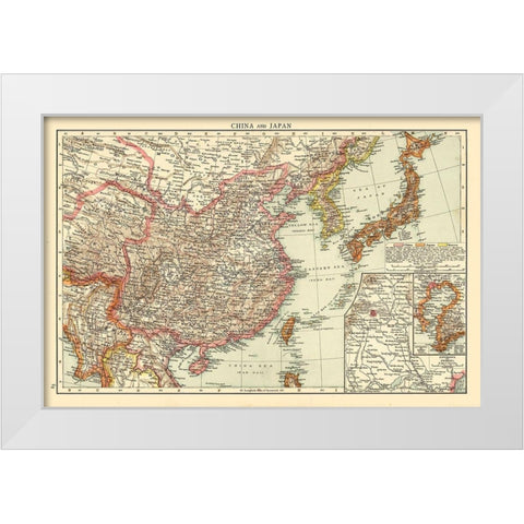 China Japan - Andree 1895 White Modern Wood Framed Art Print by Andree