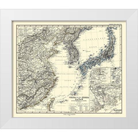 China Japan Korea - Perthes 1872 White Modern Wood Framed Art Print by Perthes