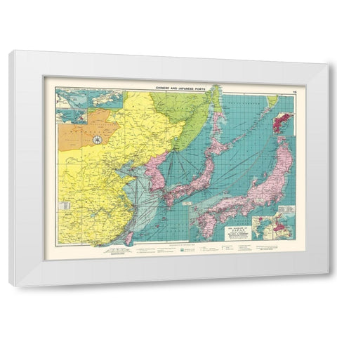 Asia Chinese Japanese Ports - Philip 1922 White Modern Wood Framed Art Print by Philip