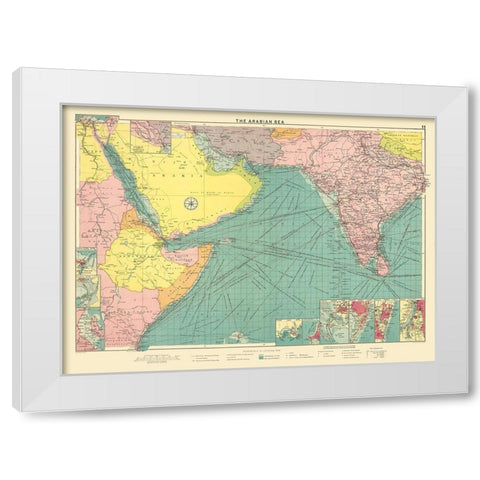 Asia Arabian Sea Region - Philip 1905 White Modern Wood Framed Art Print by Philip