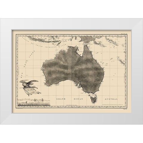 Australia - Freycinet 1811 White Modern Wood Framed Art Print by Freycinet