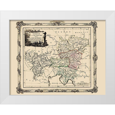 Austria with Provinces - Tour 1786 White Modern Wood Framed Art Print by Tour