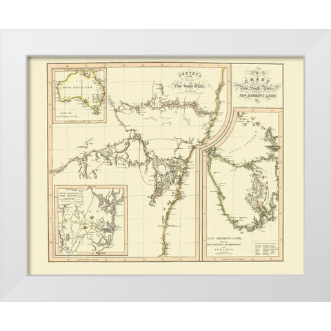 Australia New South Wales Van Diemens Land White Modern Wood Framed Art Print by Thomson