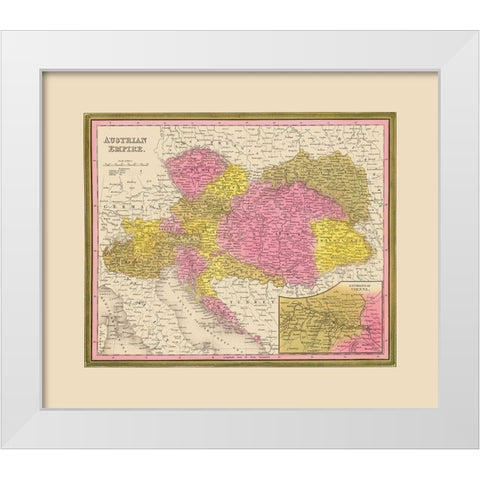 Austrian Empire - Mitchell 1846 White Modern Wood Framed Art Print by Mitchell