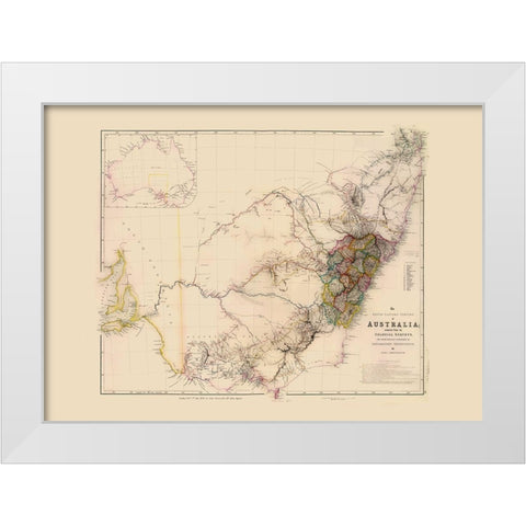 Southeast Australia - Arrowsmith 1844 White Modern Wood Framed Art Print by Arrowsmith