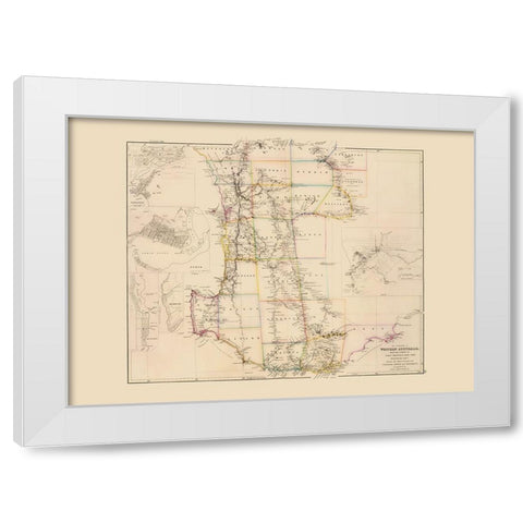 Australia Western Colony - Arrowsmith 1844 White Modern Wood Framed Art Print by Arrowsmith