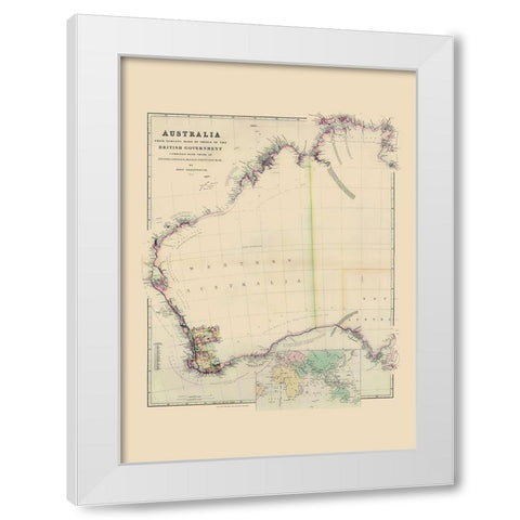 Australia Western Surveys - Arrowsmith 1844 White Modern Wood Framed Art Print by Arrowsmith