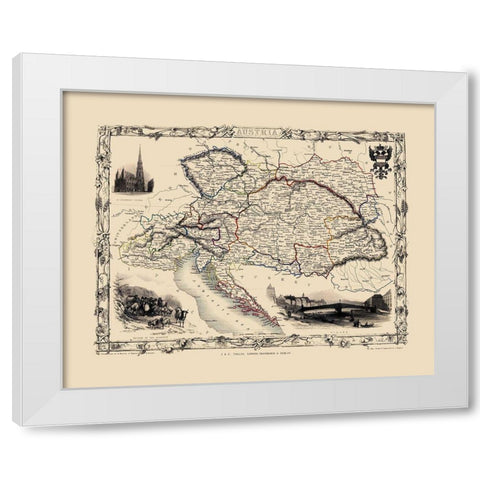 Austria - Tallis 1851 White Modern Wood Framed Art Print by Tallis