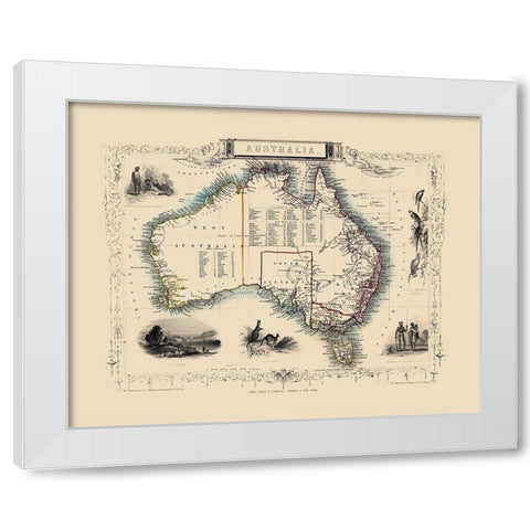 Australia - Tallis 1851 White Modern Wood Framed Art Print by Tallis