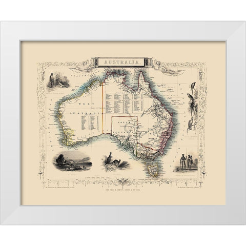 Australia - Tallis 1851 White Modern Wood Framed Art Print by Tallis