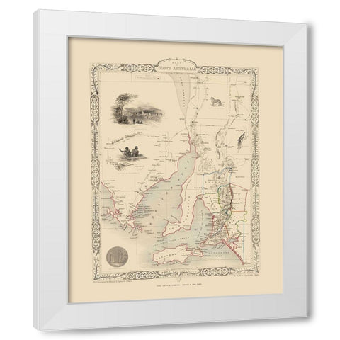 South Part Australia - Tallis 1851 White Modern Wood Framed Art Print by Tallis