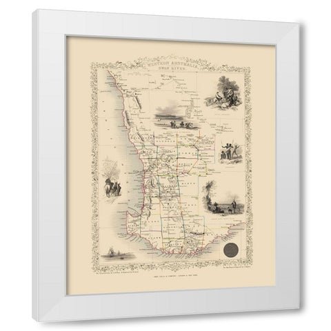West Part Australia - Tallis 1851 White Modern Wood Framed Art Print by Tallis