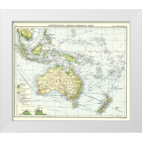 Australia General Commercial Chart - Newnes 1907 White Modern Wood Framed Art Print by Newnes