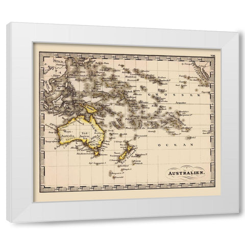 Australia Oceania - Stieler 1852 White Modern Wood Framed Art Print by Stieler