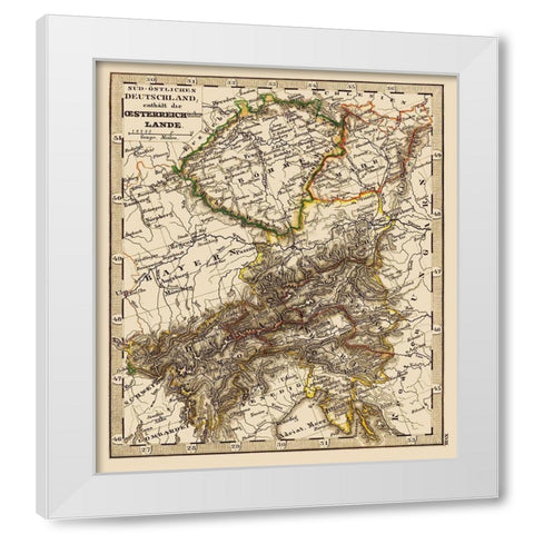 Austria Hungary - Stieler 1852 White Modern Wood Framed Art Print by Stieler