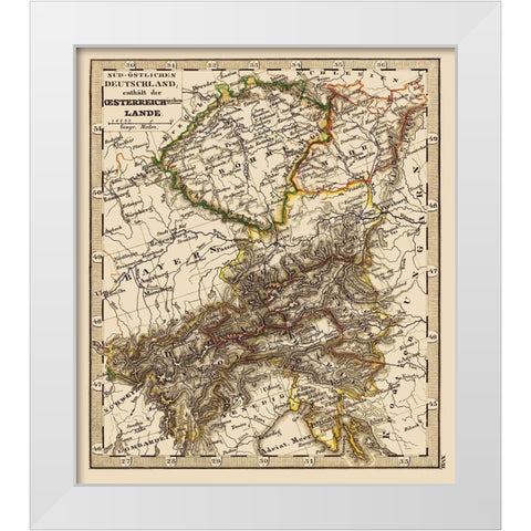 Austria Hungary - Stieler 1852 White Modern Wood Framed Art Print by Stieler