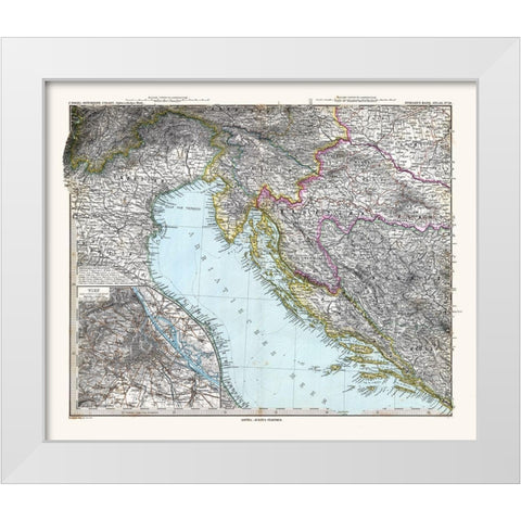 South West Austria Hungary - Stieler  1885 White Modern Wood Framed Art Print by Stieler