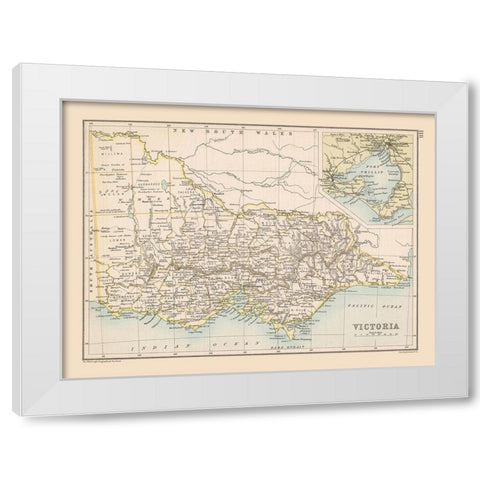 Victoria State Australia - Bartholomew 1892 White Modern Wood Framed Art Print by Bartholomew