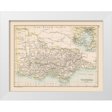 Victoria State Australia - Bartholomew 1892 White Modern Wood Framed Art Print by Bartholomew