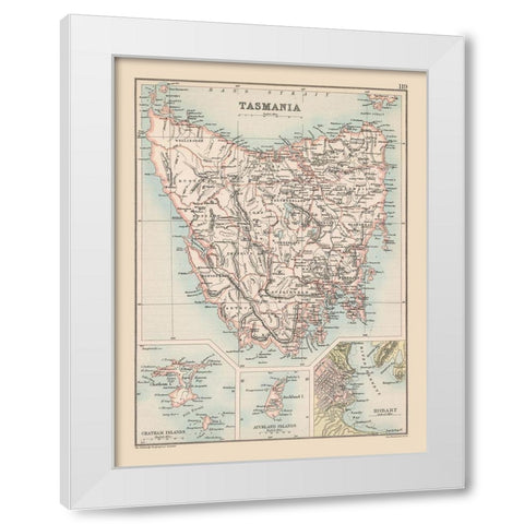 Australia Tasmania  - Bartholomew 1892 White Modern Wood Framed Art Print by Bartholomew