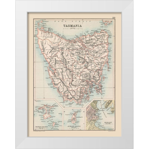 Australia Tasmania  - Bartholomew 1892 White Modern Wood Framed Art Print by Bartholomew