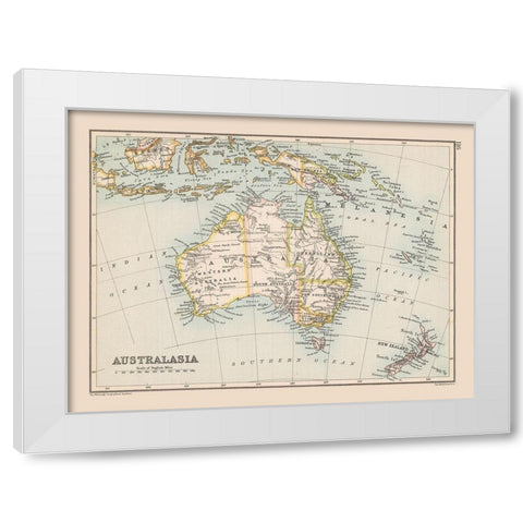 Australasia - Bartholomew 1892 White Modern Wood Framed Art Print by Bartholomew