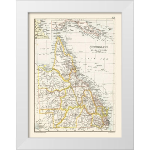 Australia Queensland British New Guinea White Modern Wood Framed Art Print by Bartholomew