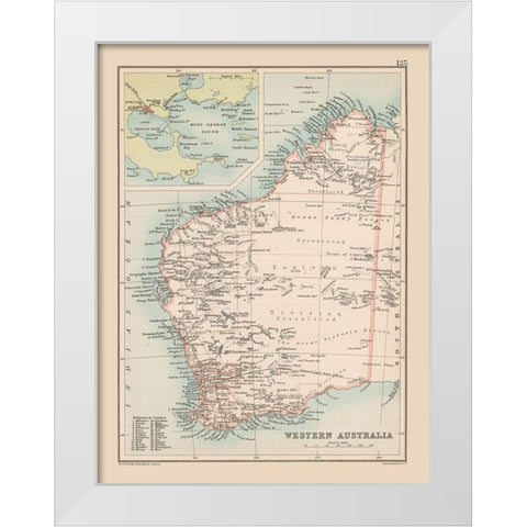 Western Australia - Bartholomew 1892 White Modern Wood Framed Art Print by Bartholomew