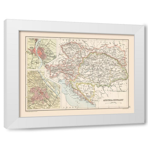 Austria Hungary - Bartholomew 1892 White Modern Wood Framed Art Print by Bartholomew