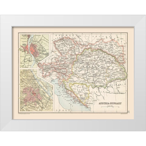 Austria Hungary - Bartholomew 1892 White Modern Wood Framed Art Print by Bartholomew