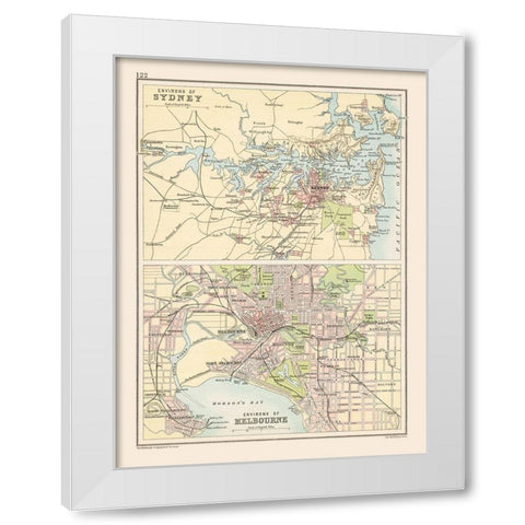 Australia Sydney Melbourne - Bartholomew 1892 White Modern Wood Framed Art Print by Bartholomew
