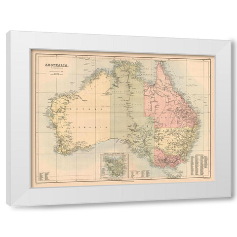 Australia - Bartholomew 1867 White Modern Wood Framed Art Print by Bartholomew
