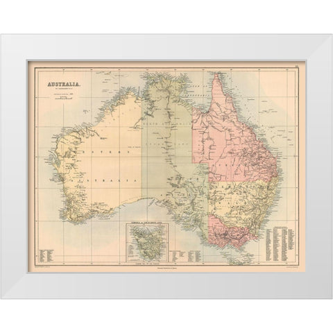 Australia - Bartholomew 1867 White Modern Wood Framed Art Print by Bartholomew