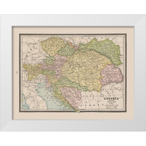 Austria - Cram 1888 White Modern Wood Framed Art Print by Cram