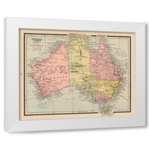 Tasmania Australia - Cram 1888 White Modern Wood Framed Art Print by Cram