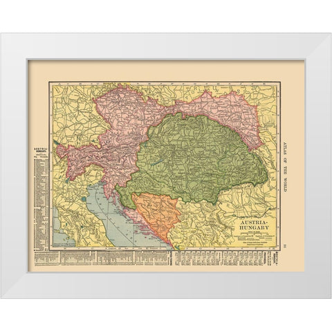 Austria Hungary - Hammond 1910 White Modern Wood Framed Art Print by Hammond