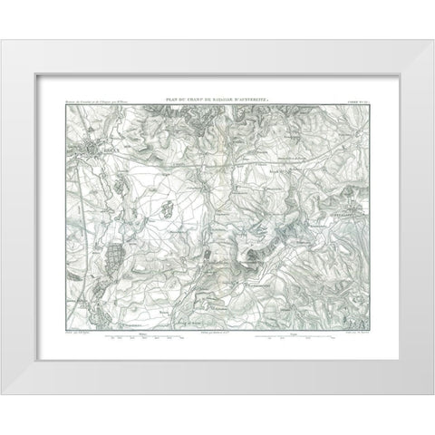 Field Plan of Battle of Austerlitz - Thiers 1866 White Modern Wood Framed Art Print by Unknown