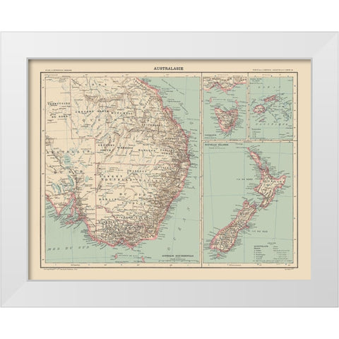 South East Australia - Schrader 1908 White Modern Wood Framed Art Print by Schrader