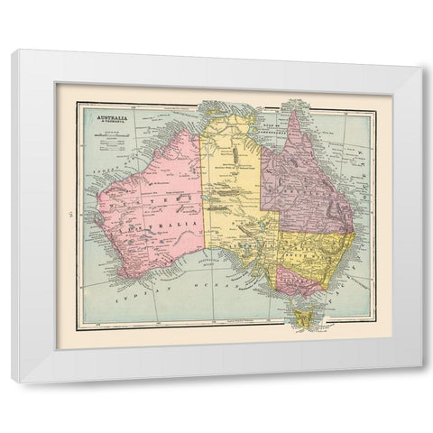 Australia Tasmania - Cram 1892 White Modern Wood Framed Art Print by Cram