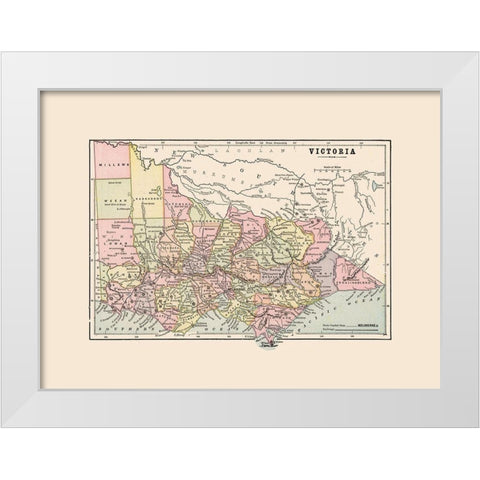 Victoria Australia - Cram 1892 White Modern Wood Framed Art Print by Cram